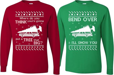 الملابس البرية المخصصة لماذا السجادة All Wet Todd IDK Margo Couples Ugly Christmas Long Sleeve in Kuwait