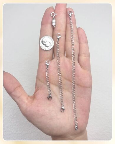 Necklace Extender 10Pcs Chain Extenders for Necklaces Bracelet, 14K Gold and Silver Plated Stainless Steel Extension Chain for Women Jewelry Making in Saudi Arabia