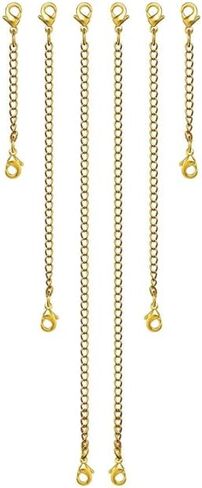 Necklace Extender 10Pcs Chain Extenders for Necklaces Bracelet, 14K Gold and Silver Plated Stainless Steel Extension Chain for Women Jewelry Making in Saudi Arabia