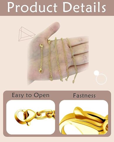 Necklace Extender 10Pcs Chain Extenders for Necklaces Bracelet, 14K Gold and Silver Plated Stainless Steel Extension Chain for Women Jewelry Making in Saudi Arabia