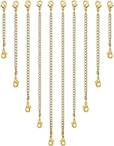 Necklace Extender 10Pcs Chain Extenders for Necklaces Bracelet, 14K Gold and Silver Plated Stainless Steel Extension Chain for Women Jewelry Making in Saudi Arabia