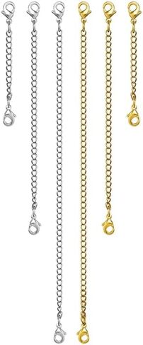 Necklace Extender 10Pcs Chain Extenders for Necklaces Bracelet, 14K Gold and Silver Plated Stainless Steel Extension Chain for Women Jewelry Making in Saudi Arabia