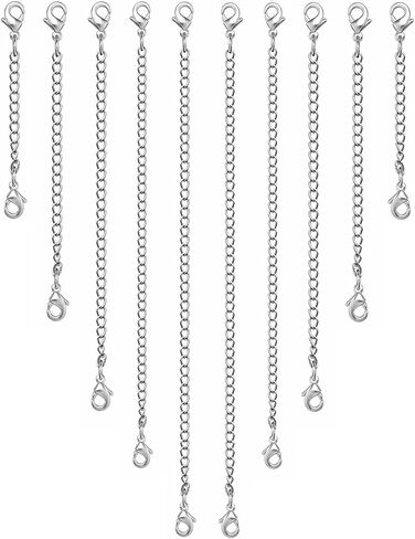 Necklace Extender 10Pcs Chain Extenders for Necklaces Bracelet, 14K Gold and Silver Plated Stainless Steel Extension Chain for Women Jewelry Making in Saudi Arabia