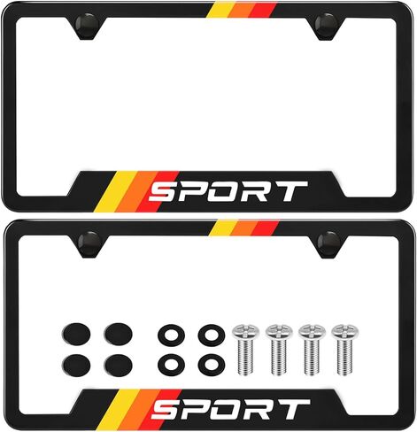 2 Pack Metal License Plate Frames Compatible with ST Focus Mondeo Explorer kuga Fiesta Edge Accessories Matte Black Car Licenses Plate Holders with Screw Caps in Saudi Arabia