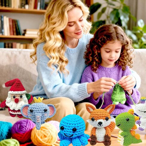 6PCS Crochet Kit for Beginners, Beginners Knitting Kit for Adults, Cute Animals Complete Starter Kit with Step-by-Step Video Tutorials and Instructions, Christmas Gifts for Adults and Friends in Kuwait