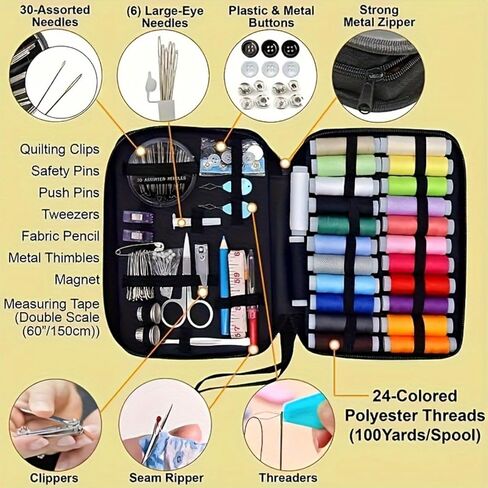 100PCS Sewing Kit Basic Needle and Thread Kit with Sewing Supplies and Accessories for Adults,Beginner,Home,Travel,Emergency in Saudi Arabia