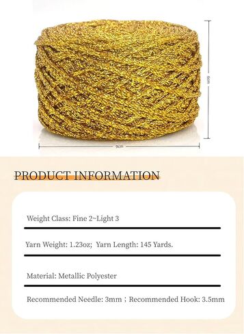 Metallic Glitter Yarn for Crochet & Knitting, Fine 2 Light Weight Worsted for Crochet Knitting, 35g 1.23oz, 145 Yards Soft Craft Sparkle Yarn (Silver) in Saudi Arabia