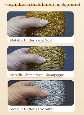 Metallic Glitter Yarn for Crochet & Knitting, Fine 2 Light Weight Worsted for Crochet Knitting, 35g 1.23oz, 145 Yards Soft Craft Sparkle Yarn (Silver) in Saudi Arabia