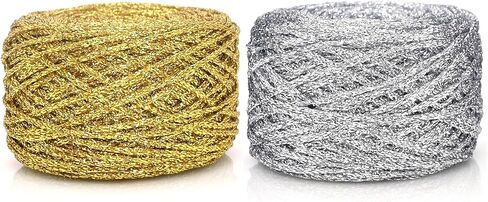 Metallic Glitter Yarn for Crochet & Knitting, Fine 2 Light Weight Worsted for Crochet Knitting, 35g 1.23oz, 145 Yards Soft Craft Sparkle Yarn (Silver) in Saudi Arabia