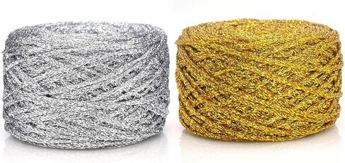 Metallic Glitter Yarn for Crochet & Knitting, Fine 2 Light Weight Worsted for Crochet Knitting, 35g 1.23oz, 145 Yards Soft Craft Sparkle Yarn (Silver) in Saudi Arabia
