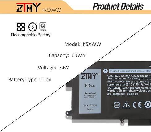 بطارية كمبيوتر محمول ZTHY 51Wh R8D7N متوافقة مع Dell Precision 3540 M3550 Latitude 5400 5410 5500 5510 Inspiron 7590/7591/7791 2 في 1 سلسلة أجهزة الكمبيوتر المحمول H82T6 0C5GV2 0W8GMW 1V1XF 4GVMP 11.4V 3 خلايا in Saudi Arabia