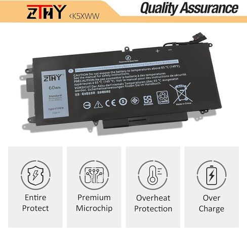 بطارية كمبيوتر محمول ZTHY 51Wh R8D7N متوافقة مع Dell Precision 3540 M3550 Latitude 5400 5410 5500 5510 Inspiron 7590/7591/7791 2 في 1 سلسلة أجهزة الكمبيوتر المحمول H82T6 0C5GV2 0W8GMW 1V1XF 4GVMP 11.4V 3 خلايا in Saudi Arabia