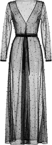 Pearl Long Sleeve Wedding Jacket Tulle Party Shawl BOLERO Floor-Length Bridal Cape Sexy pearl robe in Kuwait