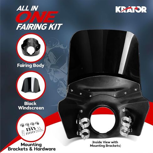 طقم كامل للزجاج الأمامي للدراجات النارية، زجاج أمامي لمحارب الطريق، متوافق مع Harley Davidson Dyna وSoftail، ملحقات الدراجات النارية، زجاج أمامي أسود لامع ومعتم، ارتفاع 15 بوصة in Kuwait