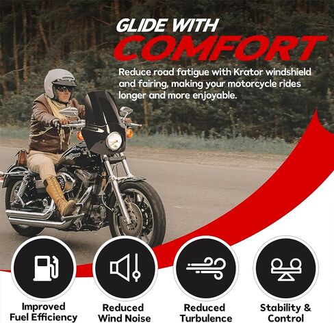 طقم كامل للزجاج الأمامي للدراجات النارية، زجاج أمامي لمحارب الطريق، متوافق مع Harley Davidson Dyna وSoftail، ملحقات الدراجات النارية، زجاج أمامي أسود لامع ومعتم، ارتفاع 15 بوصة in Kuwait