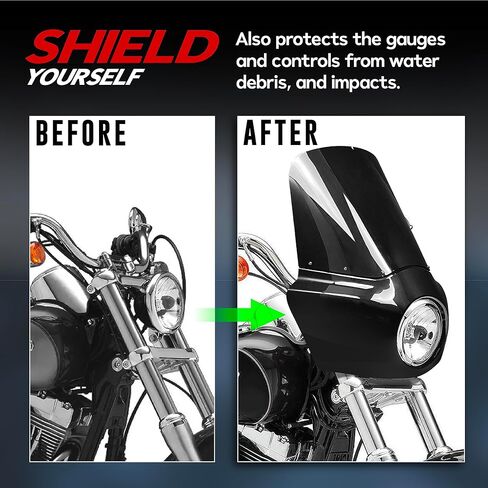 طقم كامل للزجاج الأمامي للدراجات النارية، زجاج أمامي لمحارب الطريق، متوافق مع Harley Davidson Dyna وSoftail، ملحقات الدراجات النارية، زجاج أمامي أسود لامع ومعتم، ارتفاع 15 بوصة in Kuwait