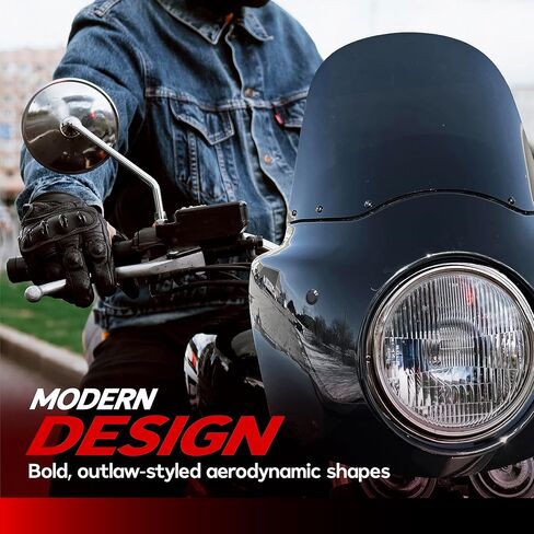 طقم كامل للزجاج الأمامي للدراجات النارية، زجاج أمامي لمحارب الطريق، متوافق مع Harley Davidson Dyna وSoftail، ملحقات الدراجات النارية، زجاج أمامي أسود لامع ومعتم، ارتفاع 15 بوصة in Kuwait