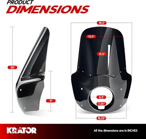 طقم كامل للزجاج الأمامي للدراجات النارية، زجاج أمامي لمحارب الطريق، متوافق مع Harley Davidson Dyna وSoftail، ملحقات الدراجات النارية، زجاج أمامي أسود لامع ومعتم، ارتفاع 15 بوصة in Kuwait