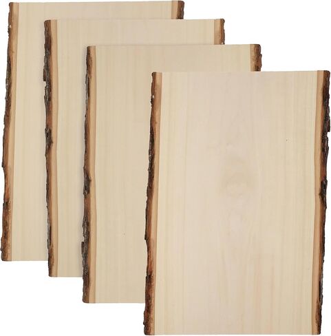 Foggy Bottom Woodworks LLC Premium Basswood Live Edge Plank، 0.69 بوصة × 11 إلى 14 بوصة × 16 بوصة، 4 عبوات in Kuwait