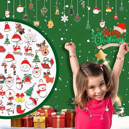 stino 140Pcs Paired Christmas Metal Charms for Jewelry Making, with 200Pcs loops & 50Pcs Earring Hooks, for Necklace Earrings Bracelet Crafts in Saudi Arabia