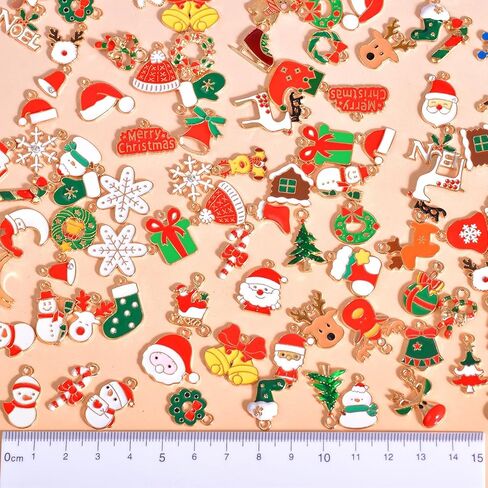 stino 140Pcs Paired Christmas Metal Charms for Jewelry Making, with 200Pcs loops & 50Pcs Earring Hooks, for Necklace Earrings Bracelet Crafts in Saudi Arabia