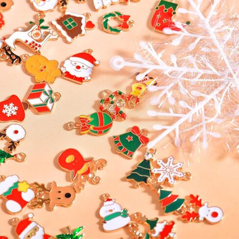stino 140Pcs Paired Christmas Metal Charms for Jewelry Making, with 200Pcs loops & 50Pcs Earring Hooks, for Necklace Earrings Bracelet Crafts in Saudi Arabia