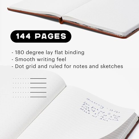 دفتر ملاحظات Stone Journal Explorer - مجلة ورقية مقاومة للماء مقاس A5، غلاف فني من الجلد النباتي، 144 صفحة متناوبة وشبكة منقطة، جيب خلفي، مقاوم للطقس (أسود) in Kuwait