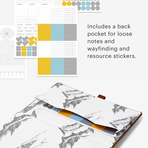 دفتر ملاحظات Stone Journal Explorer - مجلة ورقية مقاومة للماء مقاس A5، غلاف فني من الجلد النباتي، 144 صفحة متناوبة وشبكة منقطة، جيب خلفي، مقاوم للطقس (أسود) in Kuwait