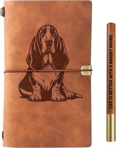 مجموعة أقلام مجلة InnoBeta Basset Hound Gifts Journal، مقاس 7.8 بوصة × 5 بوصة من الجلد الصناعي المنقوش القابل لإعادة الملء لأعياد الميلاد والكريسماس in Saudi Arabia