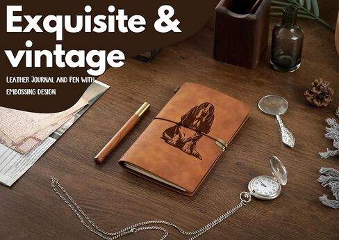 مجموعة أقلام مجلة InnoBeta Basset Hound Gifts Journal، مقاس 7.8 بوصة × 5 بوصة من الجلد الصناعي المنقوش القابل لإعادة الملء لأعياد الميلاد والكريسماس in Saudi Arabia