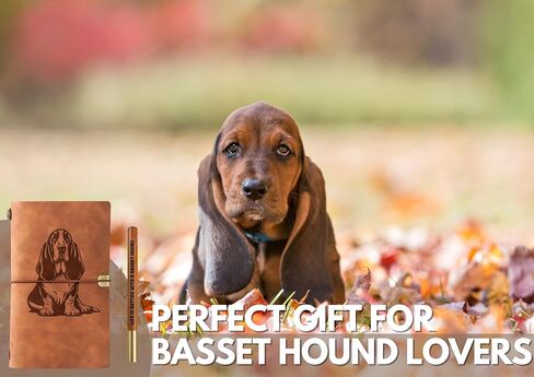 مجموعة أقلام مجلة InnoBeta Basset Hound Gifts Journal، مقاس 7.8 بوصة × 5 بوصة من الجلد الصناعي المنقوش القابل لإعادة الملء لأعياد الميلاد والكريسماس in Saudi Arabia