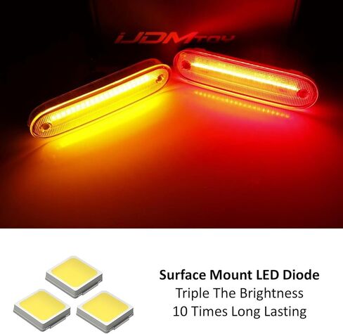 iJDMTOY عدسة شفافة/بيضاء كهرمانية/حمراء كاملة LED مجموعة إضاءة جانبية متوافقة مع 1990-2005 Mazda Miata MX-5، مدعومة بإجمالي 84-SMD LED، استبدل مصابيح العلامات الجانبية OEM in Kuwait