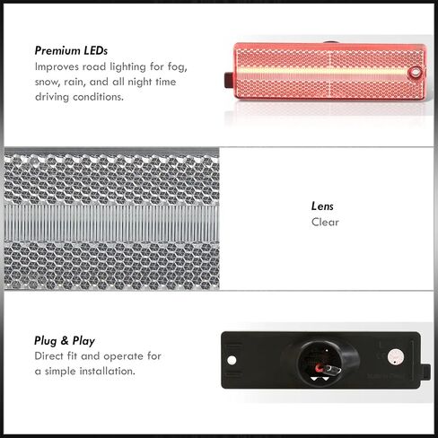 AJP Distributors Clear Red LED Rear Bumper Side Markers Lights Lamps Compatible/Replacement For Chevrolet Chevy Camaro 1993 1994 1995 1996 1997 1998 1999 2000 2001 2002 93 94 95 96 97 98 99 00 01 02 in Kuwait