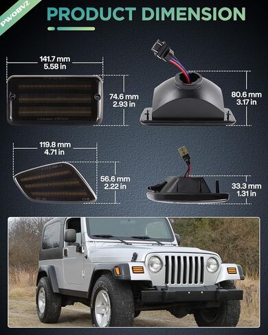 Switchback LED Fender Turn Signal Side Marker Lights for Jeep Wrangler TJ 1997-2006, 4PC Smoked Lens Sequential Amber White Parking DRL White 3 Row Full Chips in Saudi Arabia