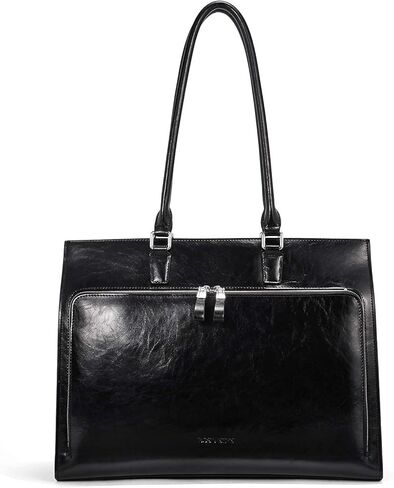 BOSTANTEN Leather Briefcase for Women Vintage 15.6 inch and Leather Laptop Tote Office Shoulder Handbag Vintage Briefcase 15.6 inch Computer Work Purse Black in Saudi Arabia