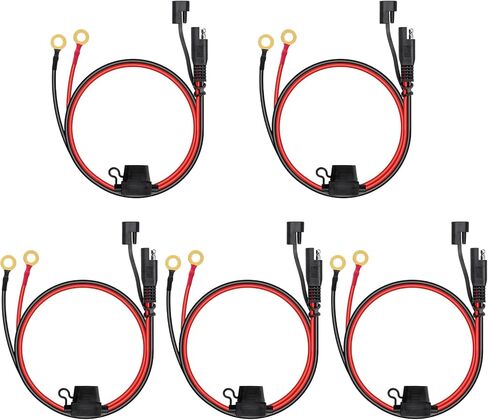 6 FT SAE to O Ring Terminal Harness, 14 AWG Battery Charger Cord Connector with 15A Protection Fuse, 2 Pin Quick Disconnect Plug Terminal Assembly for Motorcycle Car Tractor in Saudi Arabia
