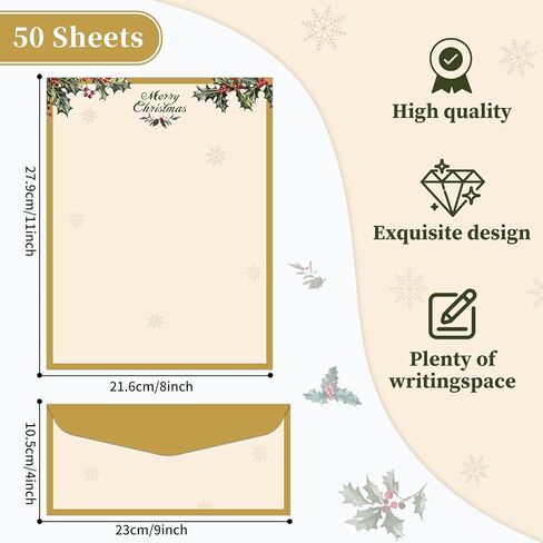 50 Pcs Nativity Scene Holiday Letterhead with Envelopes Birth of Jesus Christmas Border Computer Paper Stationery paper for Note Letters to Santa Invitations Office School 8.5 x 11 In in Saudi Arabia