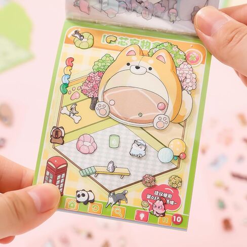 32 مجموعة من ملصقات الجيب DIY ثلاثية الأبعاد مجموعة مشهد كتاب DIY ملصقات منزلية ثلاثية الأبعاد للعلاج لطيف الكرتون ملصقات صغيرة مشاهد لتخفيف التوتر وتمرير الوقت in Kuwait