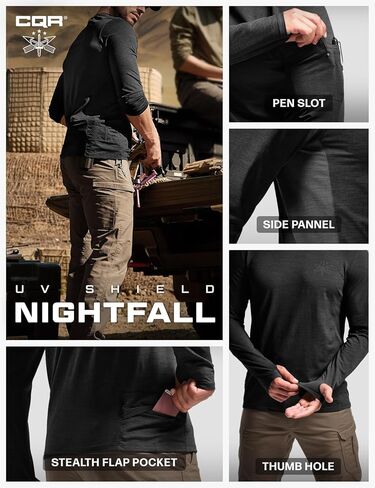 CQR Men's UPF 50+ Sun Protection Long Sleeve Quick Dry Athletic Shirts, Stretch Running Workout Hiking T-Shirts in Kuwait