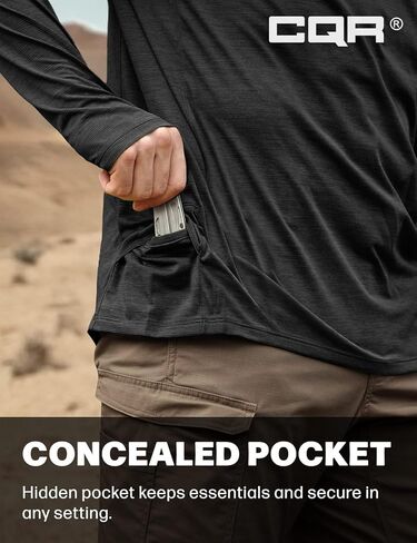 CQR Men's UPF 50+ Sun Protection Long Sleeve Quick Dry Athletic Shirts, Stretch Running Workout Hiking T-Shirts in Kuwait