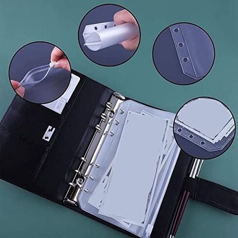 A6 PU Binder Sleeve with 12 Pcs Bag 6 Buckle Cash Budget(Purple) in Saudi Arabia