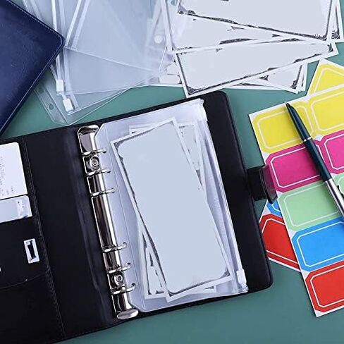 A6 PU Binder Sleeve with 12 Pcs Bag 6 Buckle Cash Budget(Purple) in Saudi Arabia
