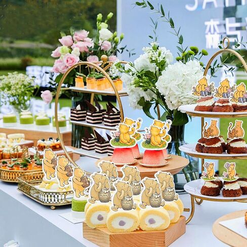 48 Pcs Classic Winnie Cupcake Toppers Cake Topper Cute Baby Shower Decorations Adorable For Bee Themed Party Decor Welcome Baby First Birthday Supplies in Saudi Arabia