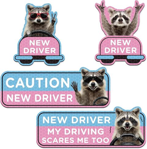 CNhoqc 4pcs Shivering Hamster New Driver Car Magnet, Cute Reflective Student Driver Sign for Car Bumper, Cartoon Nervous Hamster Caution New Driver Reusable Magnet Sticker for Car Bumper Safety Sign in Kuwait