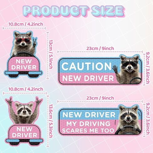 CNhoqc 4pcs Shivering Hamster New Driver Car Magnet, Cute Reflective Student Driver Sign for Car Bumper, Cartoon Nervous Hamster Caution New Driver Reusable Magnet Sticker for Car Bumper Safety Sign in Kuwait