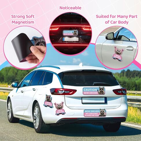 CNhoqc 4pcs Shivering Hamster New Driver Car Magnet, Cute Reflective Student Driver Sign for Car Bumper, Cartoon Nervous Hamster Caution New Driver Reusable Magnet Sticker for Car Bumper Safety Sign in Kuwait