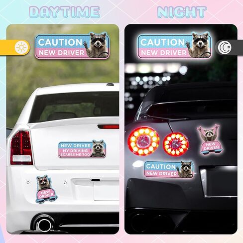 CNhoqc 4pcs Shivering Hamster New Driver Car Magnet, Cute Reflective Student Driver Sign for Car Bumper, Cartoon Nervous Hamster Caution New Driver Reusable Magnet Sticker for Car Bumper Safety Sign in Kuwait