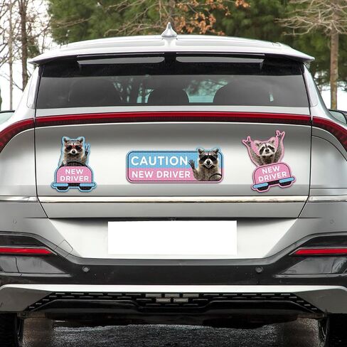 CNhoqc 4pcs Shivering Hamster New Driver Car Magnet, Cute Reflective Student Driver Sign for Car Bumper, Cartoon Nervous Hamster Caution New Driver Reusable Magnet Sticker for Car Bumper Safety Sign in Kuwait