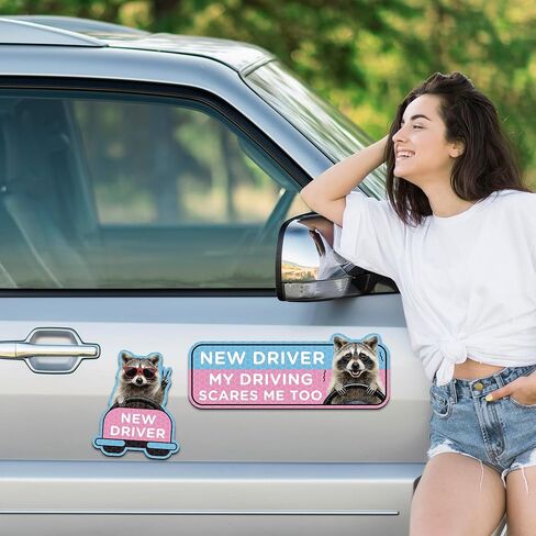 CNhoqc 4pcs Shivering Hamster New Driver Car Magnet, Cute Reflective Student Driver Sign for Car Bumper, Cartoon Nervous Hamster Caution New Driver Reusable Magnet Sticker for Car Bumper Safety Sign in Kuwait