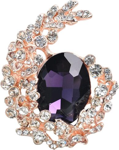 GYN&Joy Gold Tone Blue Crystal Rhinestone Cluster Floral Wreath Brooch Pin in Saudi Arabia